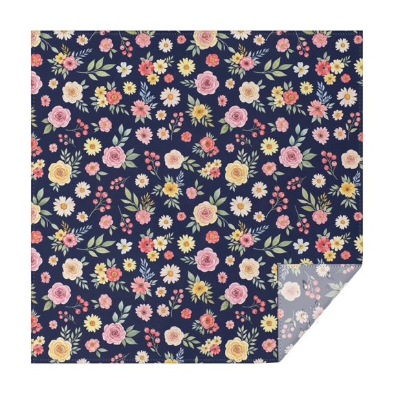Pioneer Flower Floral Print Pattern Square Tablecloth, Waterproof Wipeable Spillproof Washable Table Cover for Home Kitchen Party and Daily Decor 60"x60"
