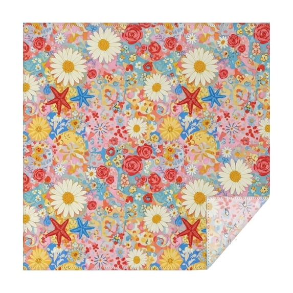 Pioneer Flower Floral Print Pattern Square Tablecloth, Waterproof Wipeable Spillproof Washable Table Cover for Home Kitchen Party and Daily Decor 60"x60"