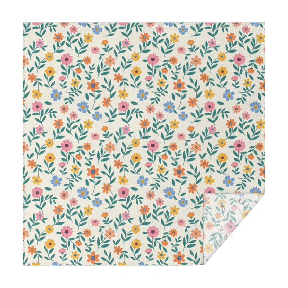 Pioneer Flower Floral Print Pattern Square Tablecloth, Waterproof Wipeable Spillproof Washable Table Cover for Home Kitchen Party and Daily Decor 60"x60"