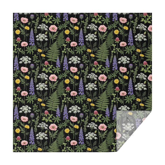 Pioneer Flower Floral Print Pattern Square Tablecloth, Waterproof Wipeable Spillproof Washable Table Cover for Home Kitchen Party and Daily Decor 60"x60"