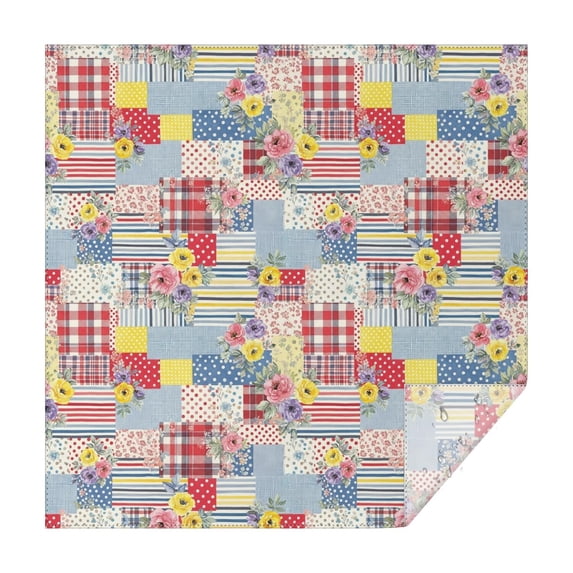 Pioneer Flower Floral Print Pattern Square Tablecloth, Waterproof Wipeable Spillproof Washable Table Cover for Home Kitchen Party Decor, 42"x42"