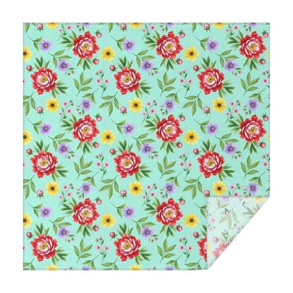 Pioneer Flower Floral Print Pattern Square Tablecloth, Waterproof Wipeable Spillproof Washable Table Cover for Home Kitchen Party Decor, 42"x42"