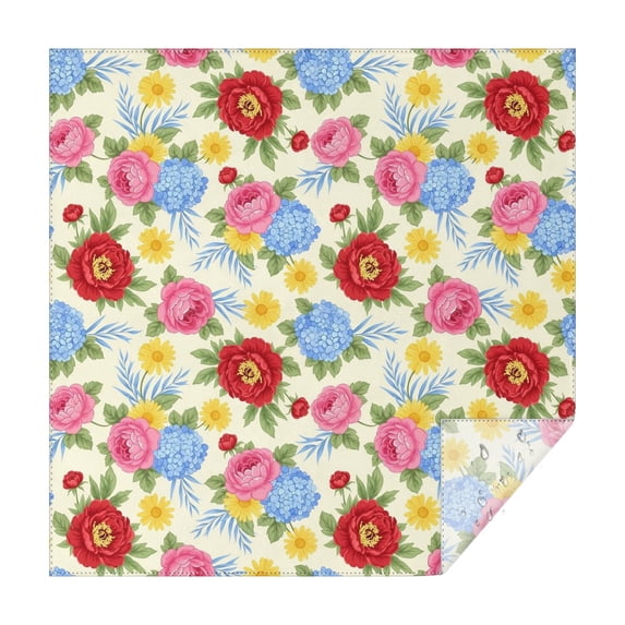 Pioneer Flower Floral Print Pattern Square Tablecloth, Waterproof Wipeable Spillproof Washable Table Cover for Home Kitchen Party Decor, 42"x42"