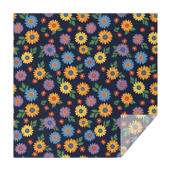 Pioneer Flower Floral Print Pattern Square Tablecloth, Waterproof Wipeable Spillproof Washable Table Cover for Home Kitchen Party Decor, 42"x42"