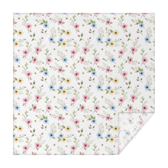Pioneer Flower Floral Print Pattern Square Tablecloth, Waterproof Wipeable Spillproof Washable Table Cover for Home Kitchen Party Decor, 42"x42"