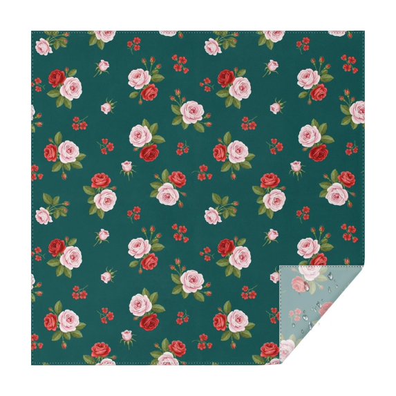 Pioneer Flower Floral Print Pattern Square Tablecloth, Waterproof Wipeable Spillproof Washable Table Cover for Home Kitchen Party Decor, 42"x42"