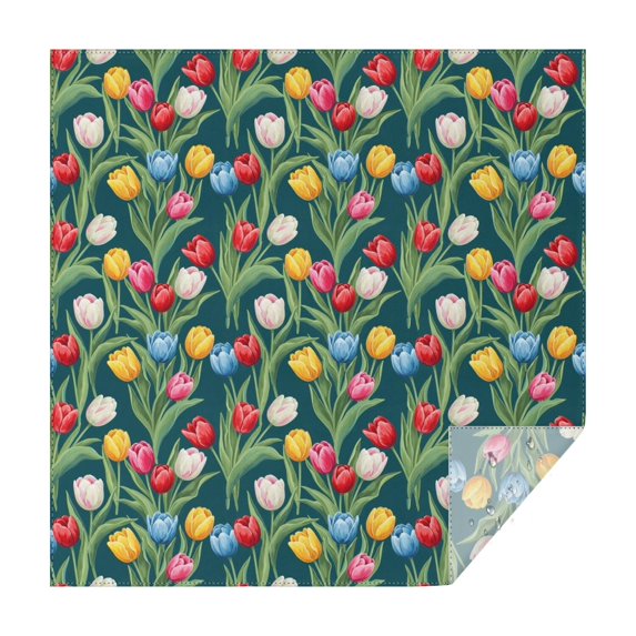 Pioneer Flower Floral Print Pattern Square Tablecloth, Waterproof Wipeable Spillproof Washable Table Cover for Home Kitchen Party Decor, 42"x42"