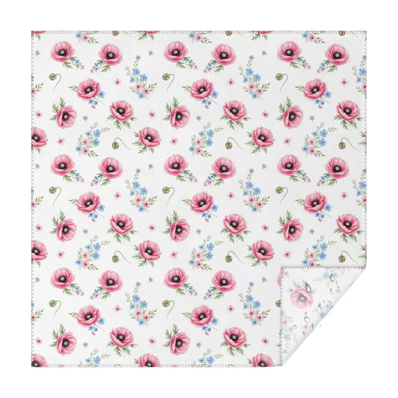 Pioneer Flower Floral Print Pattern Square Tablecloth, Waterproof Wipeable Spillproof Washable Table Cover for Home Kitchen Party Decor, 42"x42"
