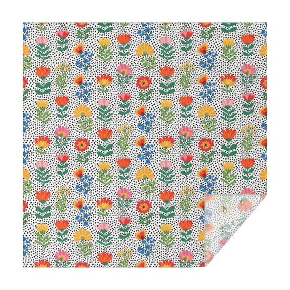 Pioneer Flower Floral Print Pattern Square Tablecloth, Waterproof Wipeable Spillproof Washable Table Cover for Home Kitchen Party Decor, 42"x42"