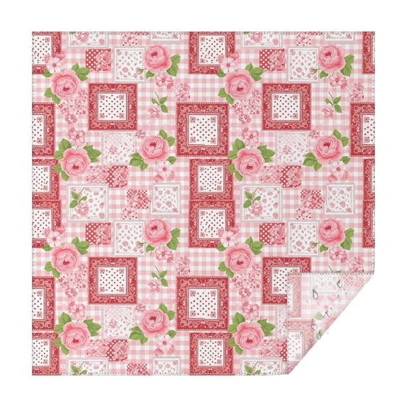 Pioneer Flower Floral Print Pattern Square Tablecloth, Waterproof Wipeable Spillproof Washable Table Cover for Home Kitchen Party Decor, 42"x42"