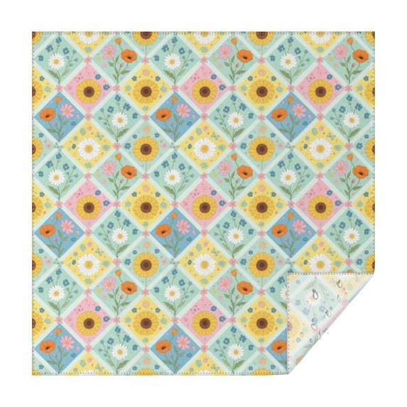 Pioneer Flower Floral Print Pattern Square Tablecloth, Waterproof Wipeable Spillproof Washable Table Cover for Home Kitchen Party Decor, 42"x42"