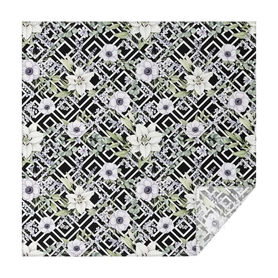 Pioneer Flower Floral Print Pattern Square Tablecloth, Waterproof Wipeable Spillproof Washable Table Cover for Home Kitchen Party Decor, 42"x42"