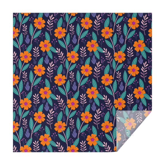Pioneer Flower Floral Print Pattern Square Tablecloth, Waterproof Wipeable Spillproof Washable Table Cover for Home Kitchen Party Decor, 42"x42"
