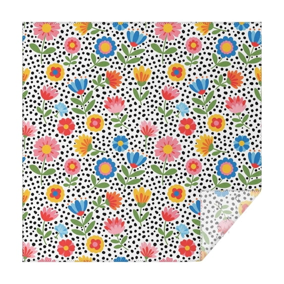 Pioneer Flower Floral Print Pattern Square Tablecloth, Waterproof Wipeable Spillproof Washable Table Cover for Home Kitchen Party Decor, 42"x42"