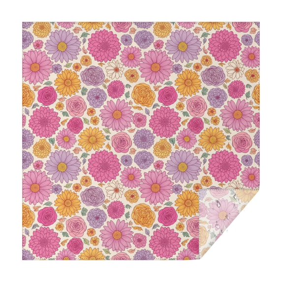 Pioneer Flower Floral Print Pattern Square Tablecloth, Waterproof Wipeable Spillproof Washable Table Cover for Home Kitchen Party Decor, 42"x42"