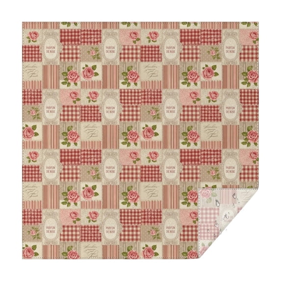Pioneer Flower Floral Print Pattern Square Tablecloth, Waterproof Wipeable Spillproof Washable Table Cover for Home Kitchen Party Decor, 42"x42"