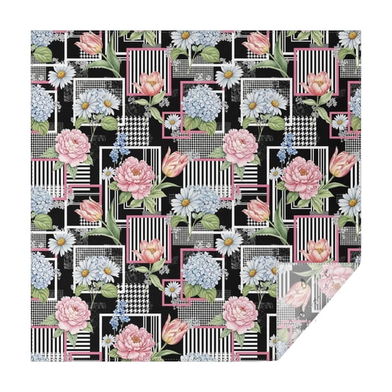 Pioneer Flower Floral Print Pattern Square Tablecloth, Waterproof Wipeable Spillproof Washable Table Cover for Home Kitchen Party Decor, 42"x42"