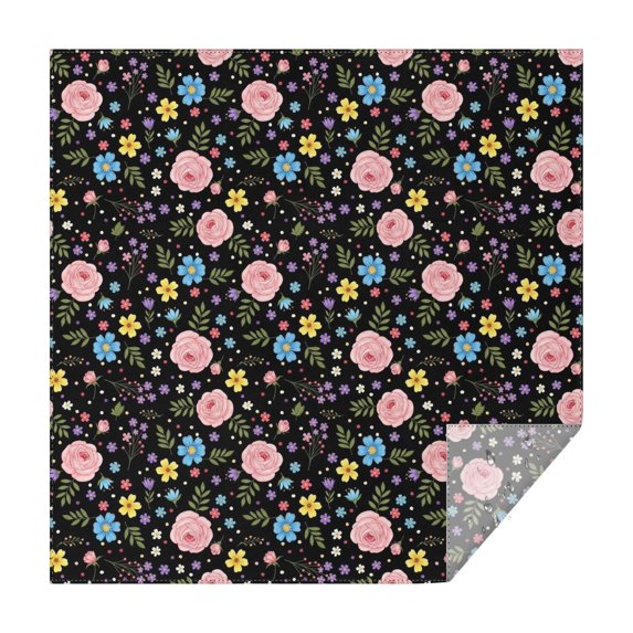 Pioneer Flower Floral Print Pattern Square Tablecloth, Waterproof Wipeable Spillproof Washable Table Cover for Home Kitchen Party Decor, 42"x42"