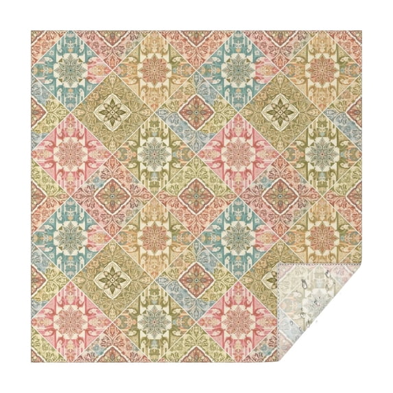Pioneer Flower Floral Print Pattern Square Tablecloth, Waterproof Wipeable Spillproof Washable Table Cover for Home Kitchen Party Decor, 42"x42"
