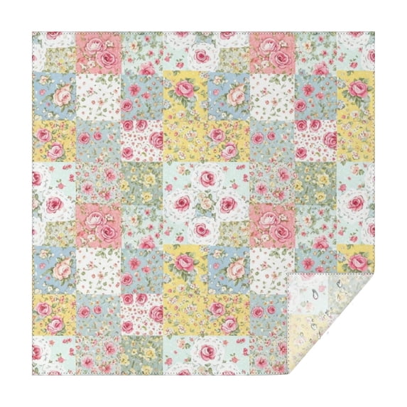 Pioneer Flower Floral Print Pattern Square Tablecloth, Waterproof Wipeable Spillproof Washable Table Cover for Home Kitchen Party Decor, 42"x42"