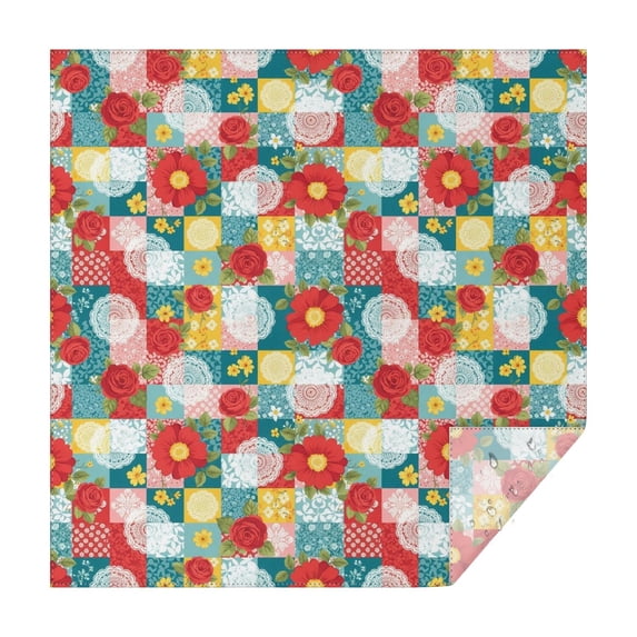 Pioneer Flower Floral Print Pattern Square Tablecloth, Waterproof Wipeable Spillproof Washable Table Cover for Home Kitchen Party Decor, 42"x42"