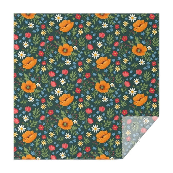 Pioneer Flower Floral Print Pattern Square Tablecloth, Waterproof Wipeable Spillproof Washable Table Cover for Home Kitchen Party Decor, 42"x42"