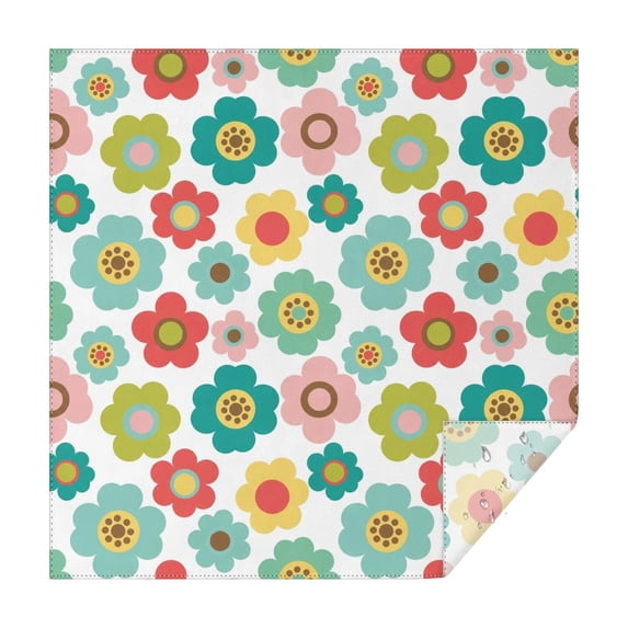 Pioneer Flower Floral Print Pattern Square Tablecloth, Waterproof Wipeable Spillproof Washable Table Cover for Home Kitchen Party Decor, 42"x42"