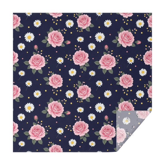 Pioneer Flower Floral Print Pattern Square Tablecloth, Waterproof Wipeable Spillproof Washable Table Cover for Home Kitchen Party Decor, 42"x42"