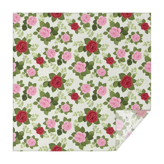 Pioneer Flower Floral Print Pattern Square Tablecloth, Waterproof Wipeable Spillproof Washable Table Cover for Home Kitchen Party Decor, 42"x42"