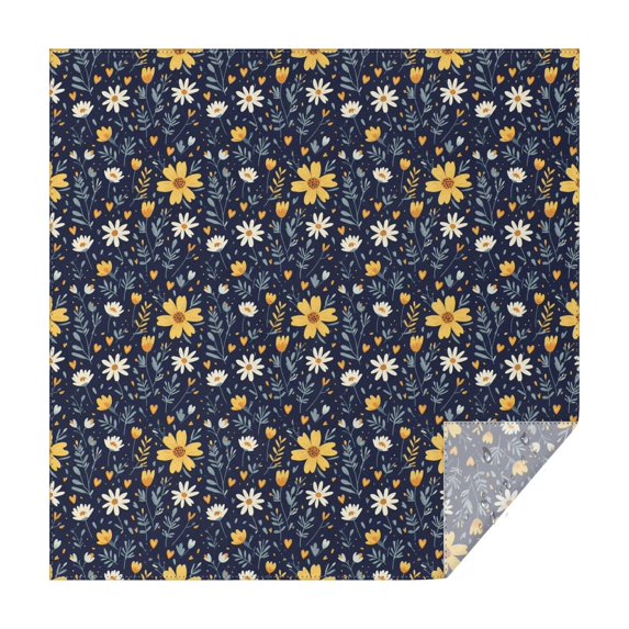 Pioneer Flower Floral Print Pattern Square Tablecloth, Waterproof Wipeable Spillproof Washable Table Cover for Home Kitchen Party Decor, 42"x42"