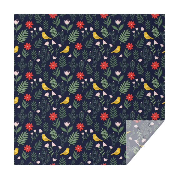 Pioneer Flower Floral Print Pattern Square Tablecloth, Waterproof Wipeable Spillproof Washable Table Cover for Home Kitchen Party Decor, 42"x42"