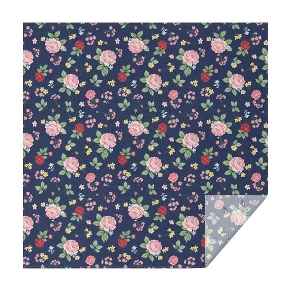 Pioneer Flower Floral Print Pattern Square Tablecloth, Waterproof Wipeable Spillproof Washable Table Cover for Home Kitchen Party Decor, 42"x42"