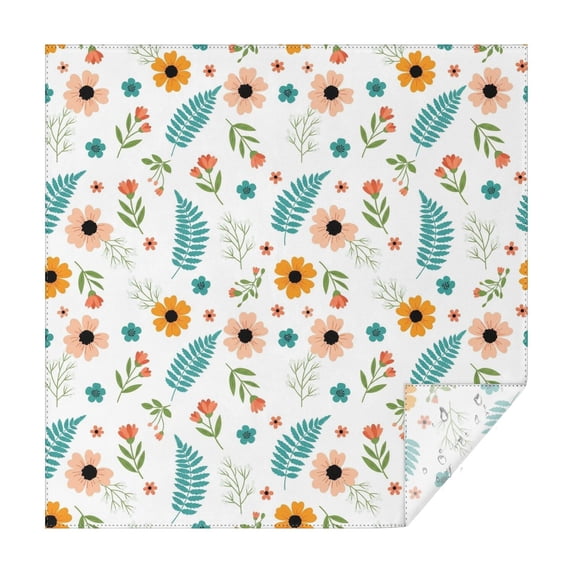 Pioneer Flower Floral Print Pattern Square Tablecloth, Waterproof Wipeable Spillproof Washable Table Cover for Home Kitchen Party Decor, 42"x42"
