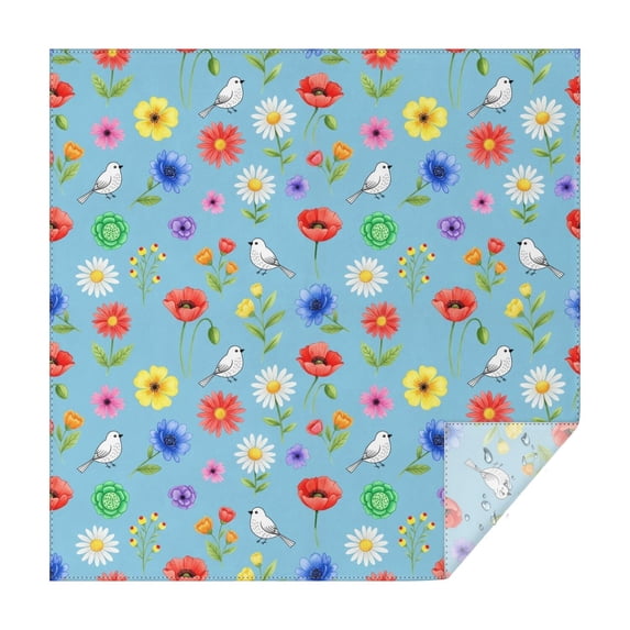 Pioneer Flower Floral Print Pattern Square Tablecloth, Waterproof Wipeable Spillproof Washable Table Cover for Home Kitchen Party Decor, 42"x42"