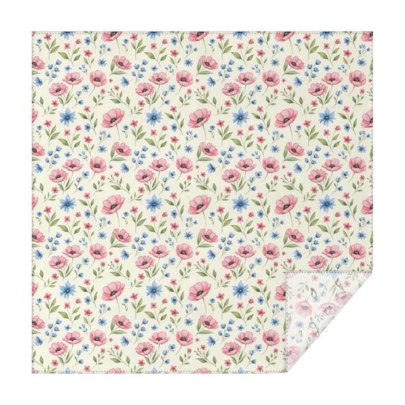 Pioneer Flower Floral Print Pattern Square Tablecloth, Waterproof Wipeable Spillproof Washable Table Cover for Home Kitchen Party Decor, 42"x42"