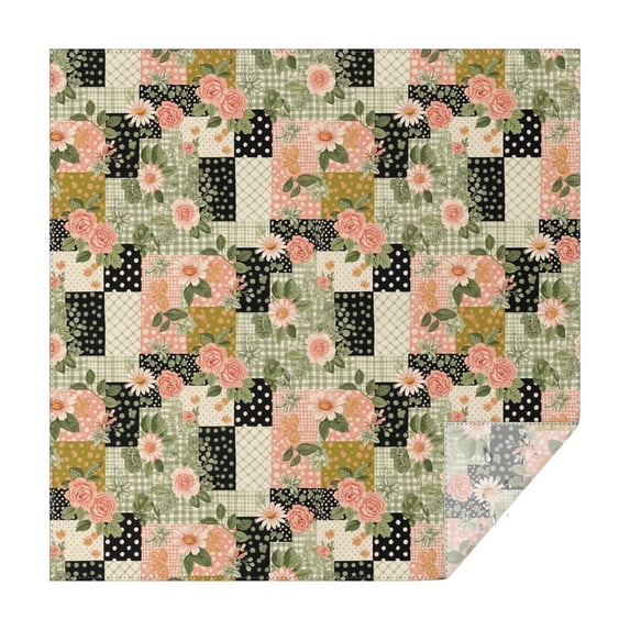 Pioneer Flower Floral Print Pattern Square Tablecloth, Waterproof Wipeable Spillproof Washable Table Cover for Home Kitchen Party Decor, 42"x42"