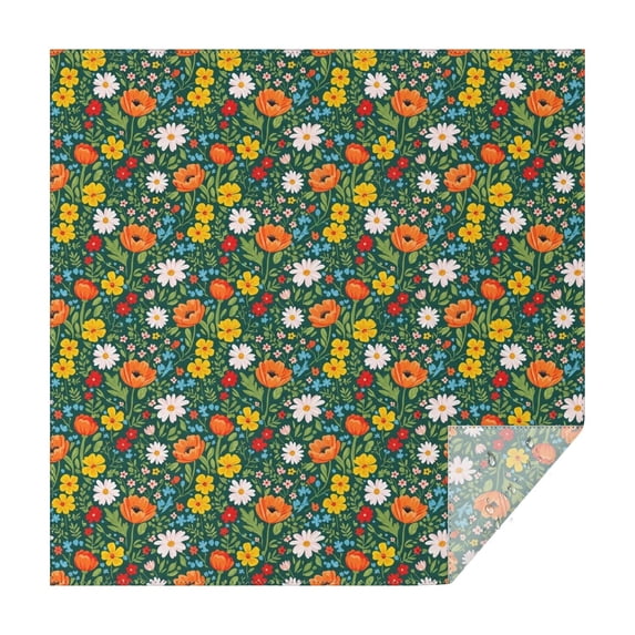 Pioneer Flower Floral Print Pattern Square Tablecloth, Waterproof Wipeable Spillproof Washable Table Cover for Home Kitchen Party Decor, 42"x42"