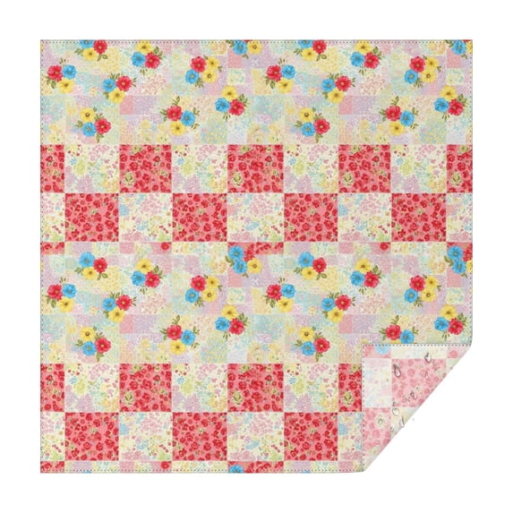 Pioneer Flower Floral Print Pattern Square Tablecloth, Waterproof Wipeable Spillproof Washable Table Cover for Home Kitchen Party Decor, 42"x42"