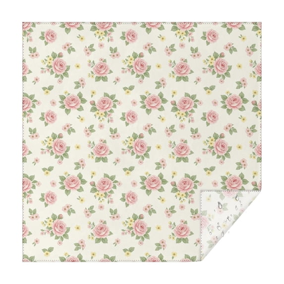 Pioneer Flower Floral Print Pattern Square Tablecloth, Waterproof Wipeable Spillproof Washable Table Cover for Home Kitchen Party Decor, 42"x42"