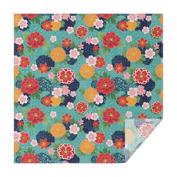 Pioneer Flower Floral Print Pattern Square Tablecloth, Waterproof Wipeable Spillproof Washable Table Cover for Home Kitchen Party Decor, 42"x42"