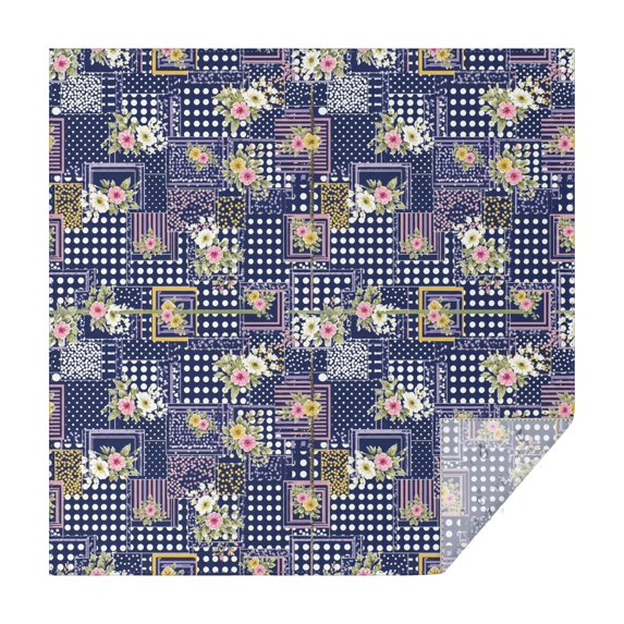 Pioneer Flower Floral Print Pattern Square Tablecloth, Waterproof Wipeable Spillproof Washable Table Cover for Home Kitchen Party Decor, 42"x42"