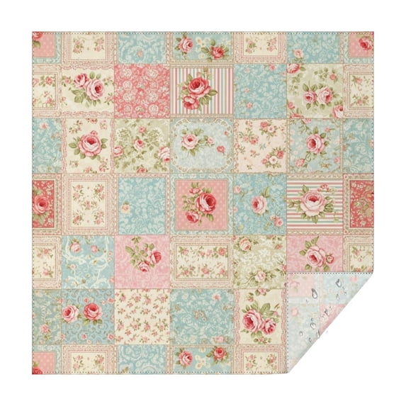 Pioneer Flower Floral Print Pattern Square Tablecloth, Waterproof Wipeable Spillproof Washable Table Cover for Home Kitchen Party Decor, 42"x42"