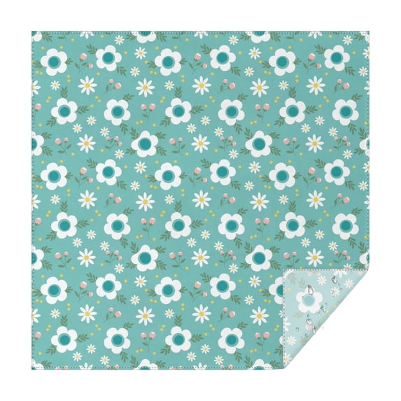 Pioneer Flower Floral Print Pattern Square Tablecloth, Waterproof Wipeable Spillproof Washable Table Cover for Home Kitchen Party Decor, 42"x42"