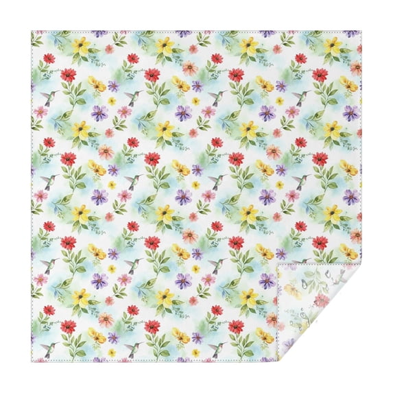 Pioneer Flower Floral Print Pattern Square Tablecloth, Waterproof Wipeable Spillproof Washable Table Cover for Home Kitchen Party Decor, 42"x42"