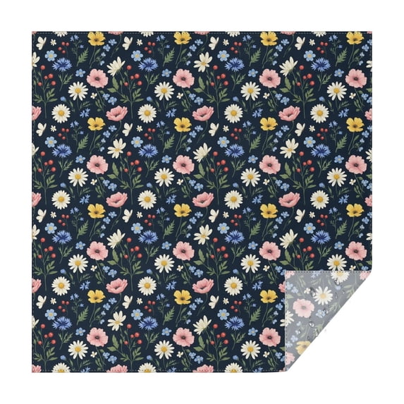Pioneer Flower Floral Print Pattern Square Tablecloth, Waterproof Wipeable Spillproof Washable Table Cover for Home Kitchen Party Decor, 42"x42"