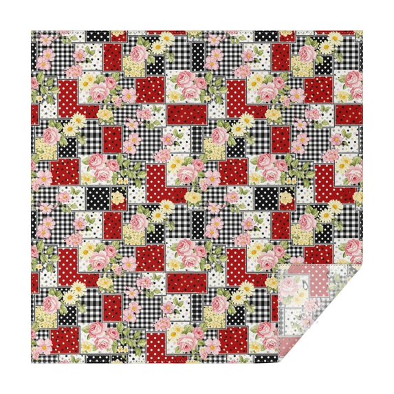 Pioneer Flower Floral Print Pattern Square Tablecloth, Waterproof Wipeable Spillproof Washable Table Cover for Home Kitchen Party Decor, 42"x42"