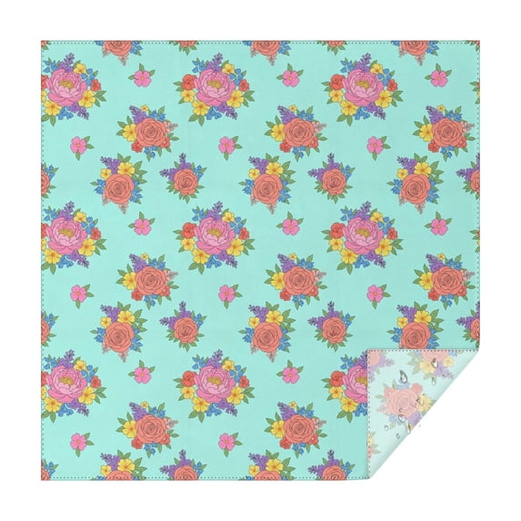Pioneer Flower Floral Print Pattern Square Tablecloth, Waterproof Wipeable Spillproof Washable Table Cover for Home Kitchen Party Decor, 42"x42"