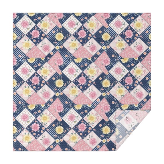Pioneer Flower Floral Print Pattern Square Tablecloth, Waterproof Wipeable Spillproof Washable Table Cover for Home Kitchen Party Decor, 42"x42"