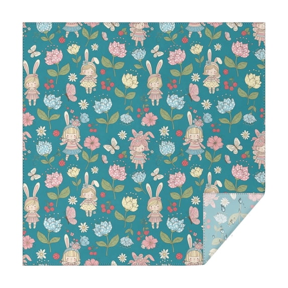 Pioneer Flower Floral Print Pattern Square Tablecloth, Waterproof Wipeable Spillproof Washable Table Cover for Home Kitchen Party Decor, 42"x42"