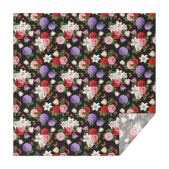Pioneer Flower Floral Print Pattern Square Tablecloth, Waterproof Wipeable Spillproof Washable Table Cover for Home Kitchen Party Decor, 42"x42"